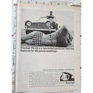 1964 Triumph TR-4A Sports Car Vintage Print Ad Advertisement Beach Scene